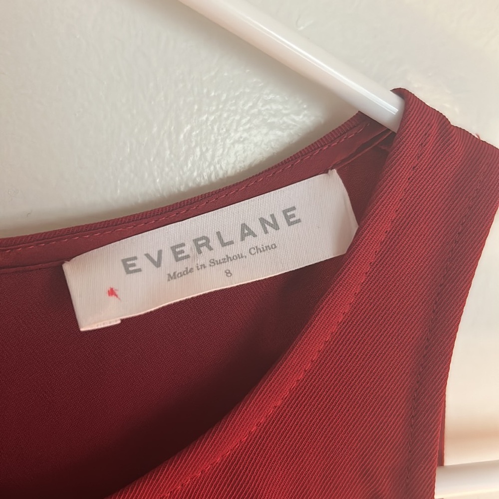 Everlane Japanese GoWeave Crimson Red Sleeveless Shift Mini Dress 8 - Picture 5 of 7